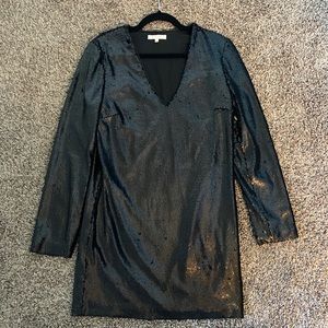 WAYF Black Sequin Long Sleeve Party Dress